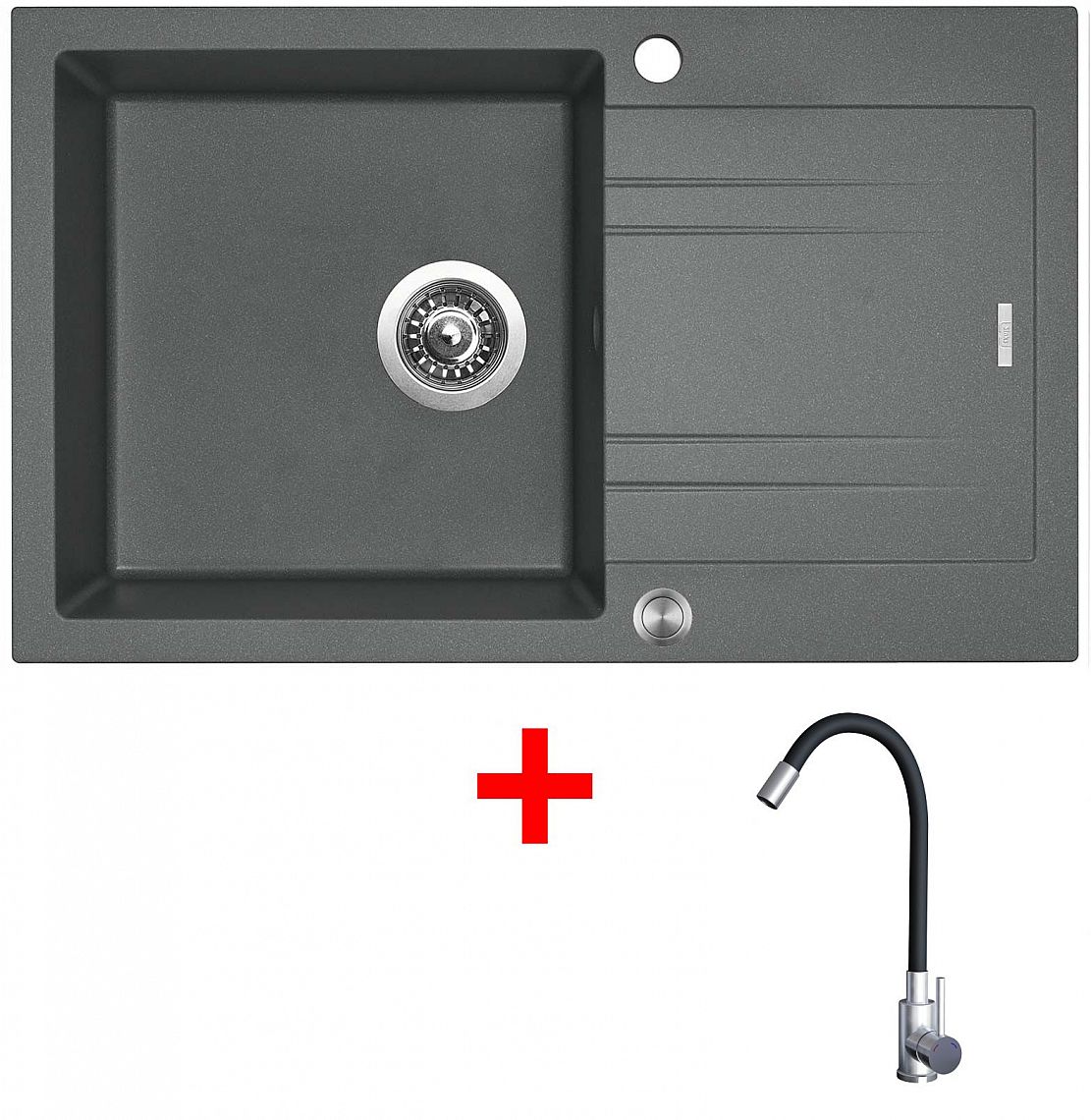 Sinks LINEA 780 XC Titanium + Elasta nerez/černá
