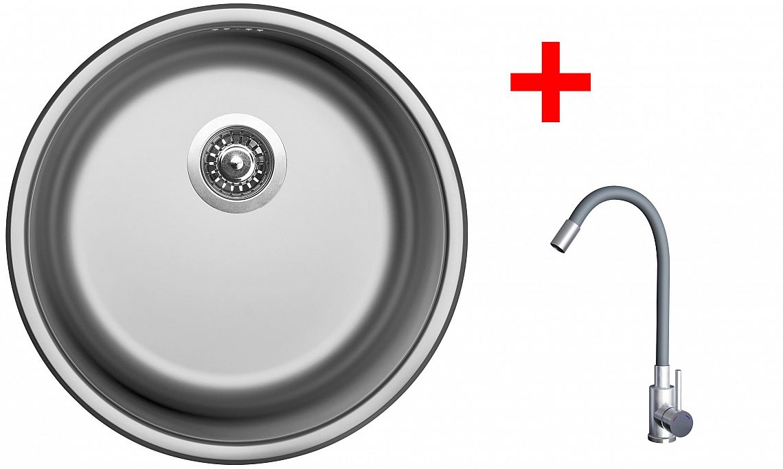 Sinks ROUND 450 + ELASTA nerez/šedá