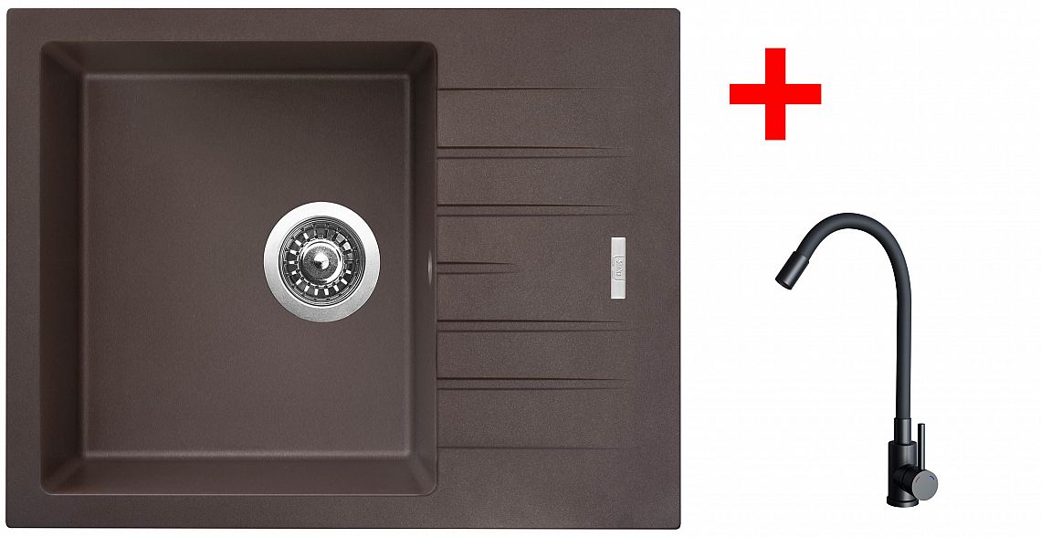 Sinks PERFECTO 650 Marone + ELASTA černá matná