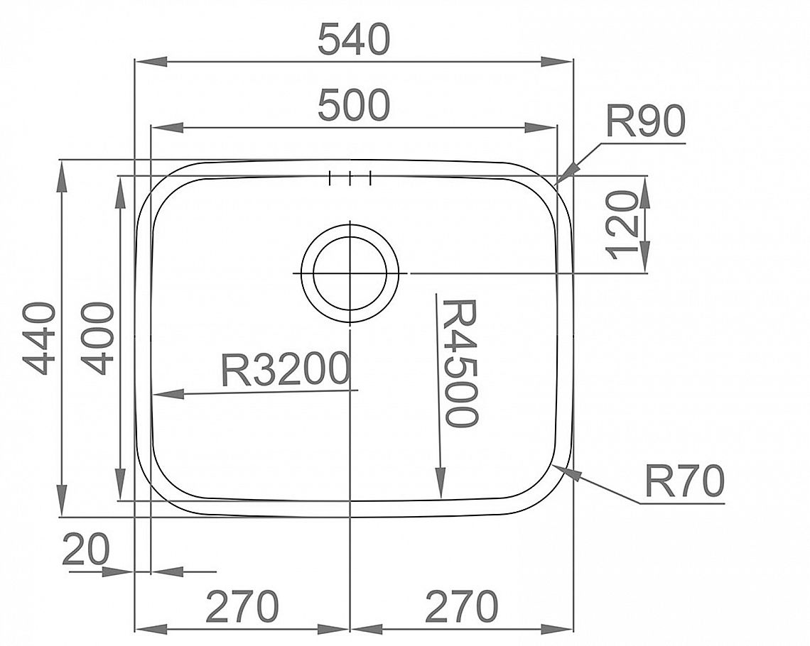 Sinks BELÉM 540 V 0,8mm spodní leštěný - Obrázek 3