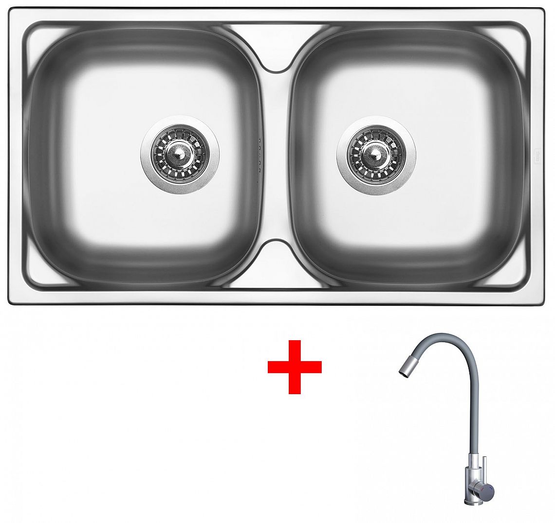 Sinks OKIO 780 DUO + ELASTA nerez/šedá