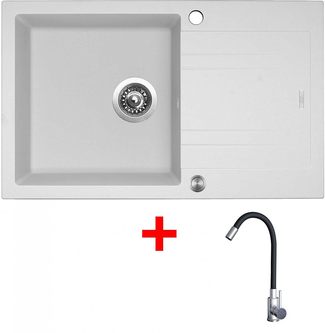 Sinks LINEA 780 XC Milk + Elasta nerez/černá