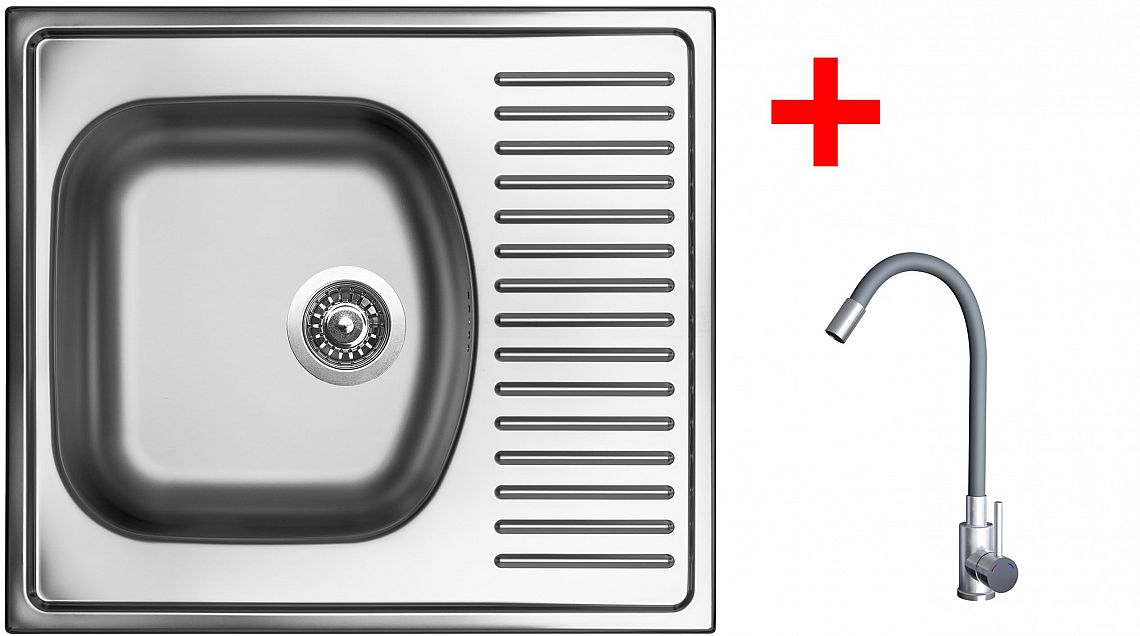 Sinks SHORT 580 + ELASTA nerez/šedá
