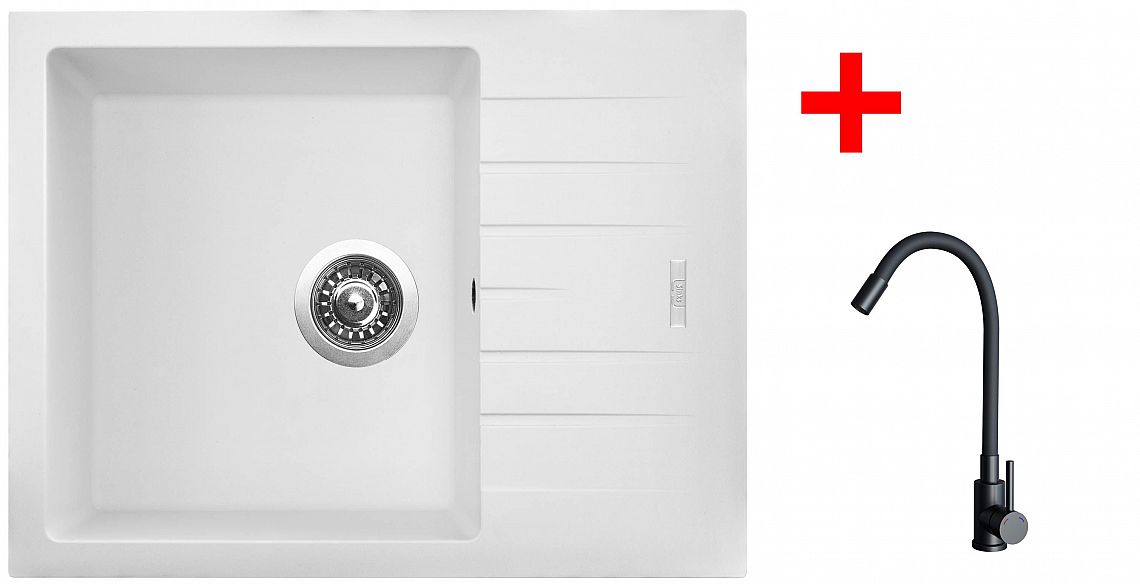 Sinks PERFECTO 650 Milk + ELASTA černá matná