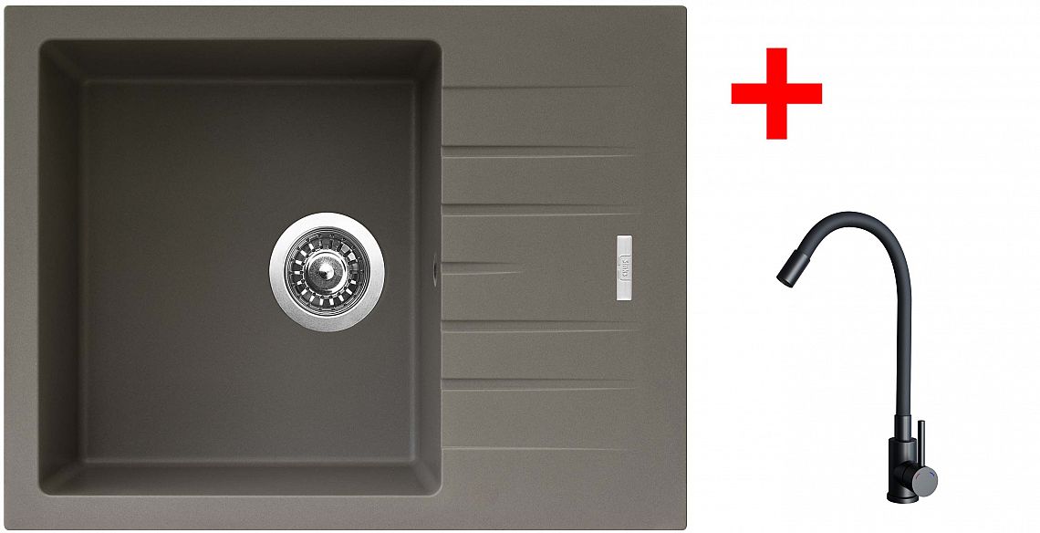 Sinks PERFECTO 650 Truffle + ELASTA černá matná