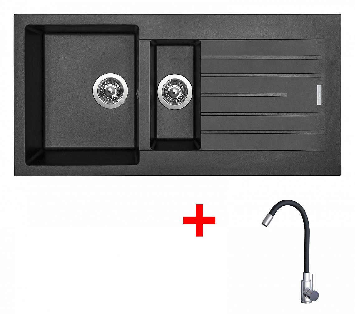 Sinks PERFECTO 1000.1 Metalblack + Elasta nerez/černá