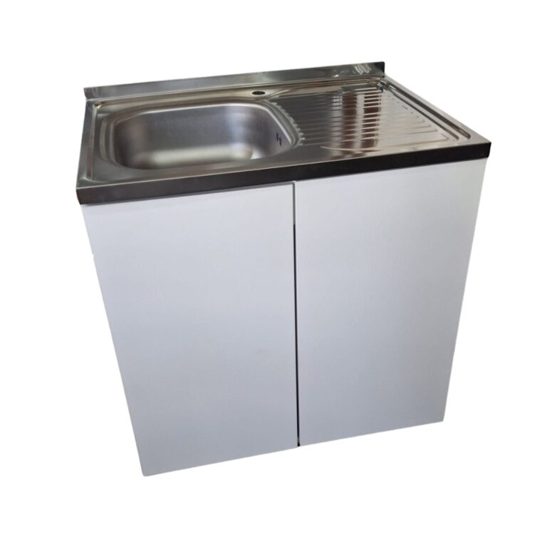 Bílá dřezová kuchyňská skříňka 80 cm s dřezem