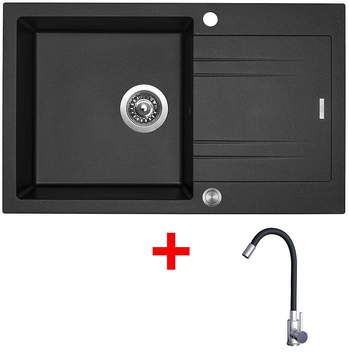 Sinks LINEA 780 XC Metalblack + Elasta nerez/černá