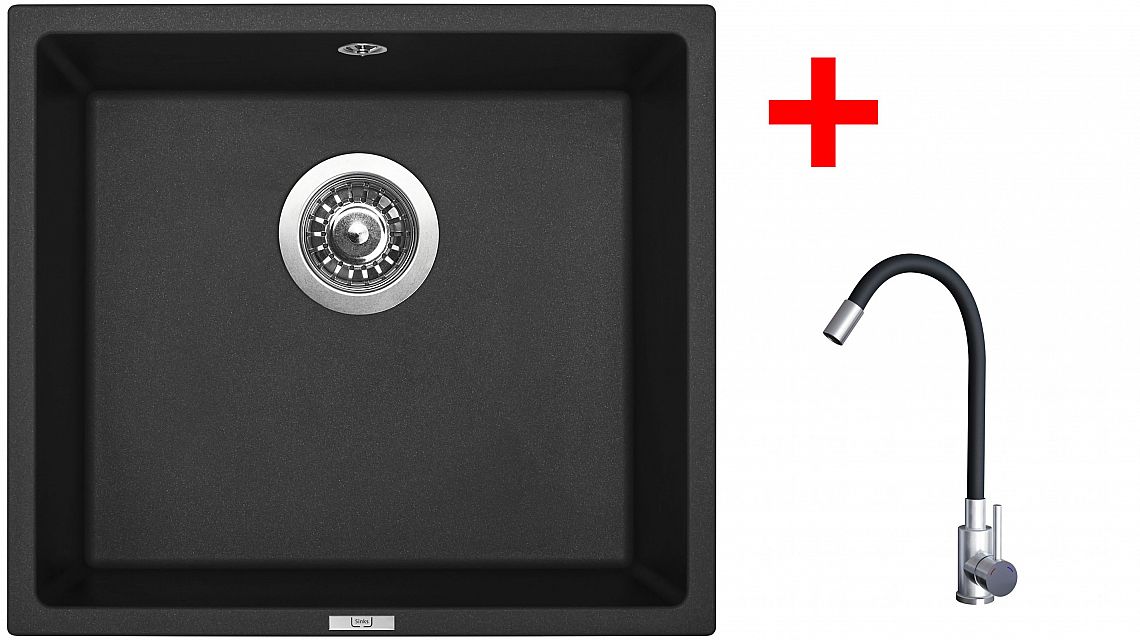 Sinks FRAME 457 Pureblack + Elasta nerez/černá