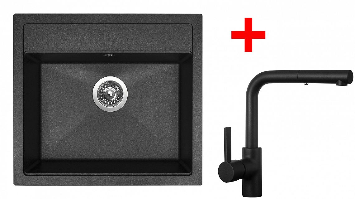 Sinks SOLO 560 Granblack + ENIGMA S Černá matná