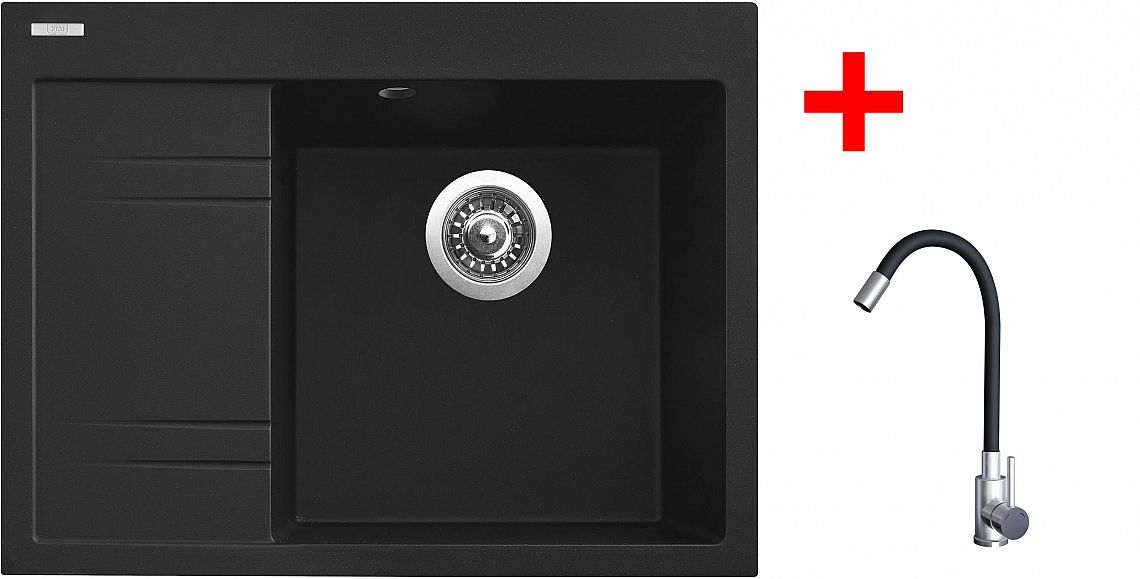 Sinks RIM 650 P Metalblack + Elasta nerez/černá