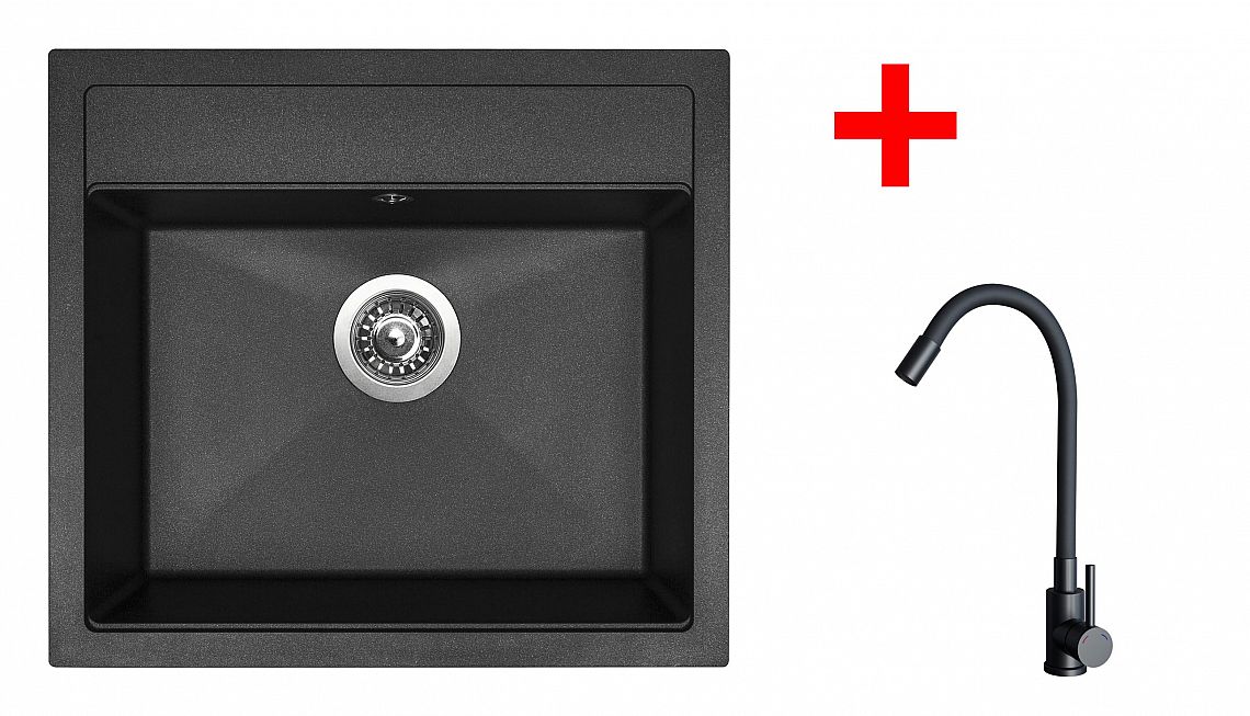 Sinks SOLO 560 Granblack + ELASTA černá matná