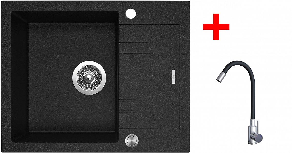 Sinks LINEA 600 XC Granblack + Elasta nerez/černá