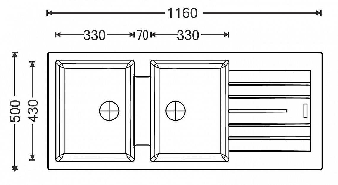 Sinks PERFECTO 1160 DUO Metalblack - Obrázek 2