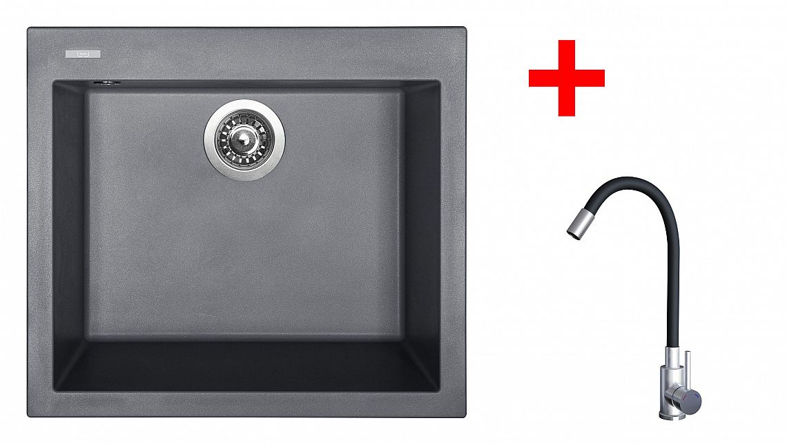 Sinks CUBE 560 Titanium + Elasta nerez/černá